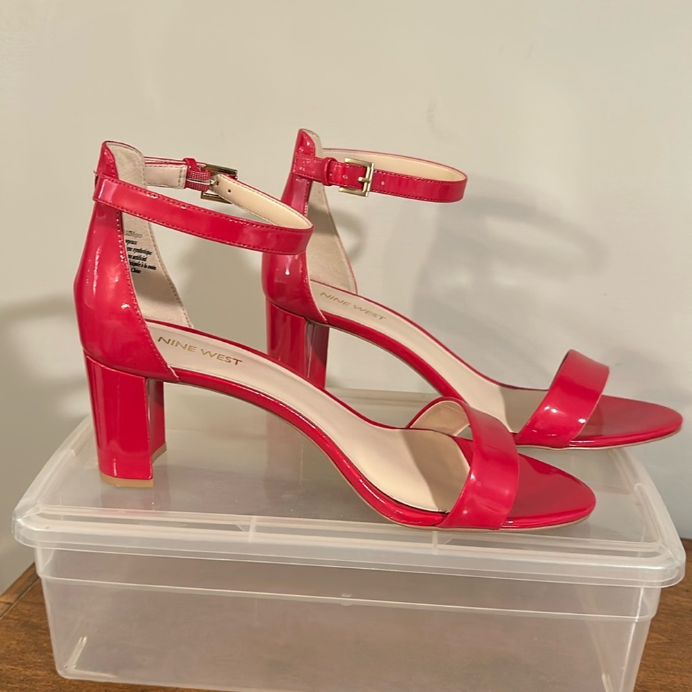 NINE WEST RED Block Heeled Sandals